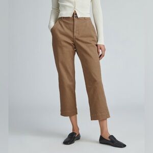 EVERLANE I Tan Brown Organic Cotton Cropped Ankle Straight Leg Pants Size 16